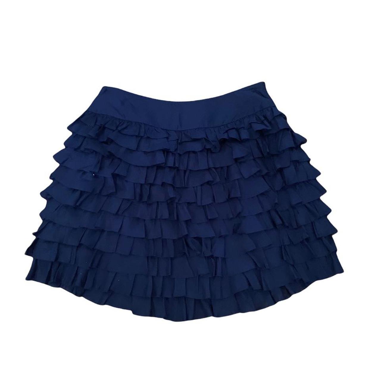 Navy blue ruffled skirt. In great condition and no... - Depop