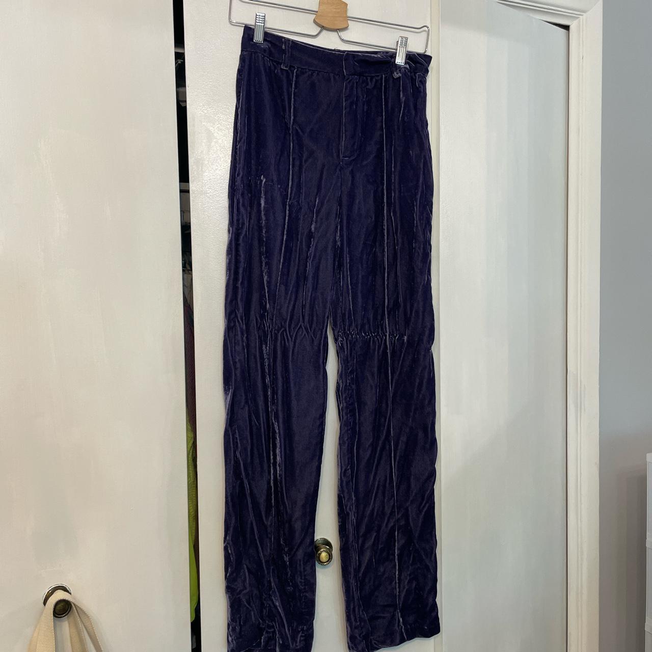 Zara velvet purple pants xs - Depop