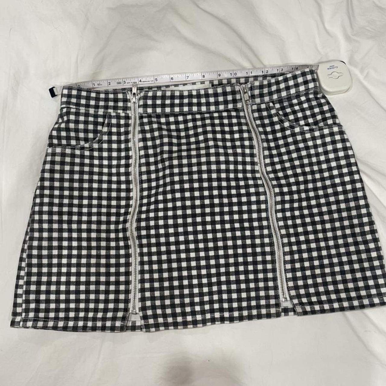 Gingham denim skirt by reformation - size 8. This... - Depop
