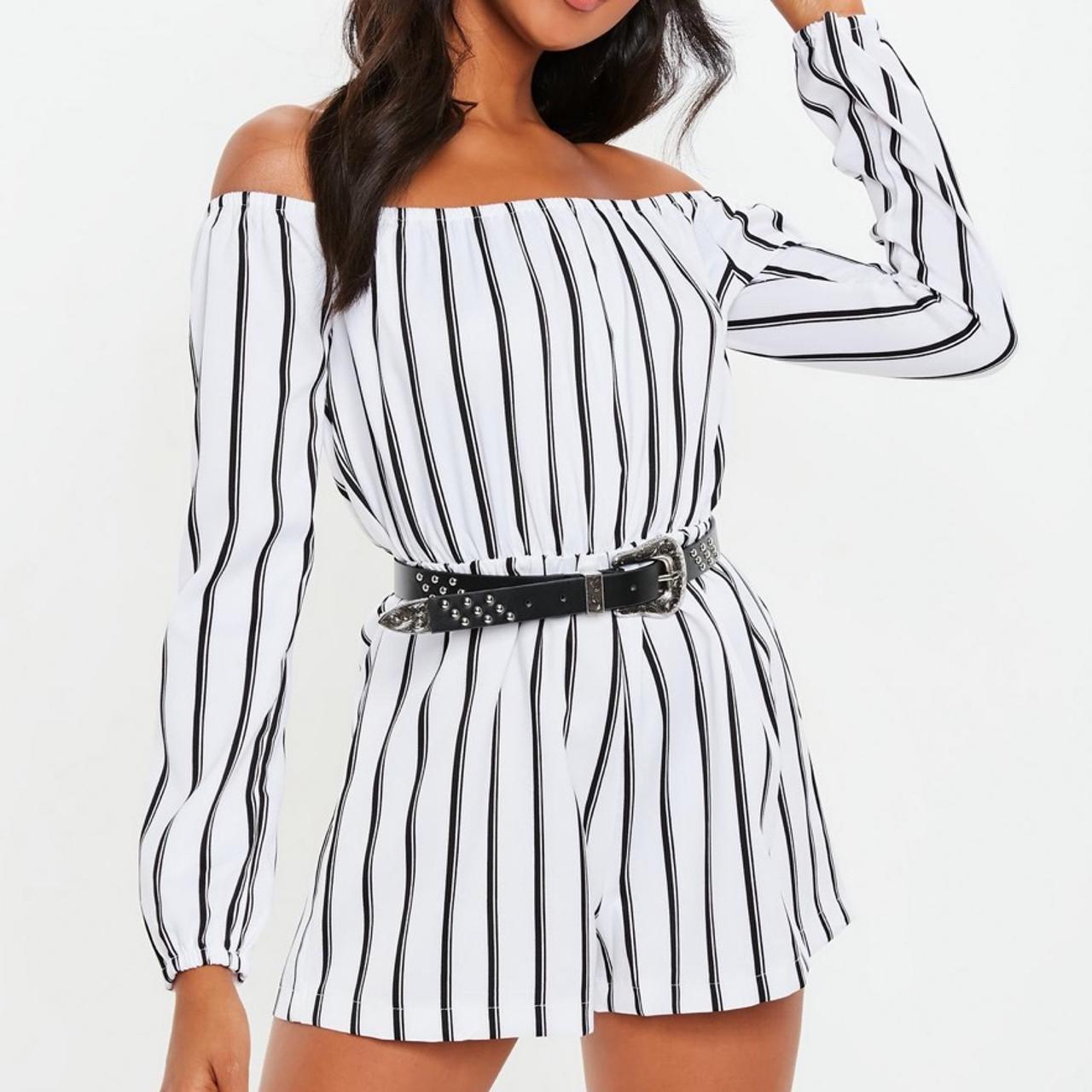 MISSGUIDED black and white striped playsuit Size 6