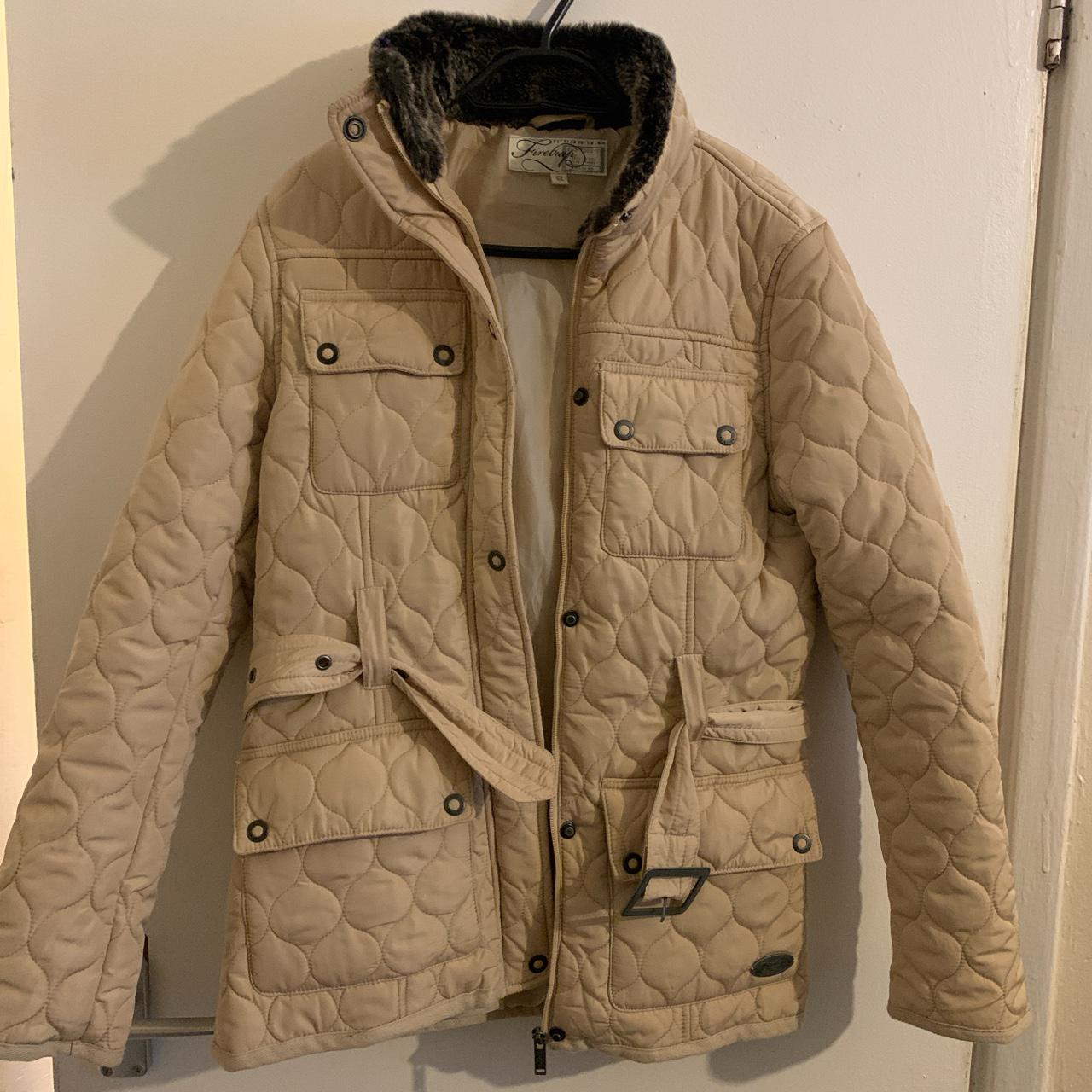 Firetrap cream quilted jacket/coat. Very good... - Depop