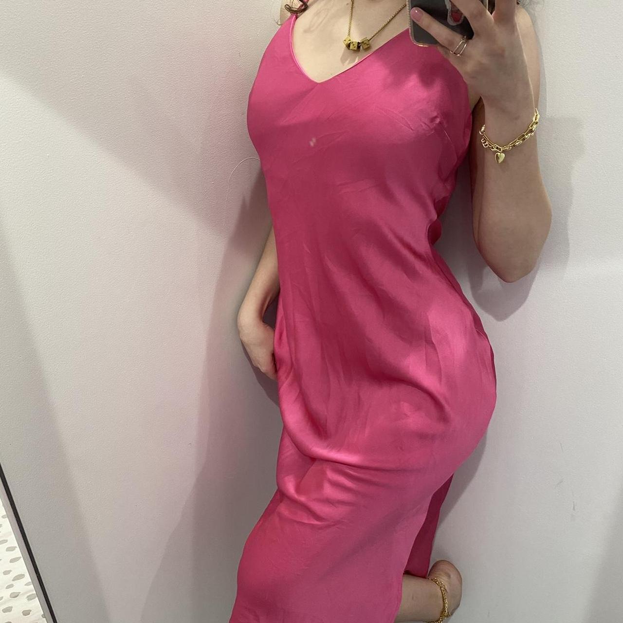 Product Image 1 - hot pink satin slip dress.