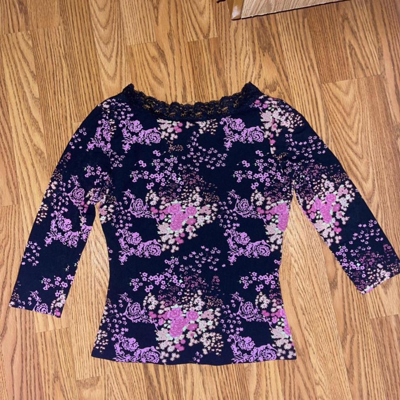 Funky Floral Lace Blouse ☽༓･*˚⁺‧͙ Sheer Mesh... - Depop