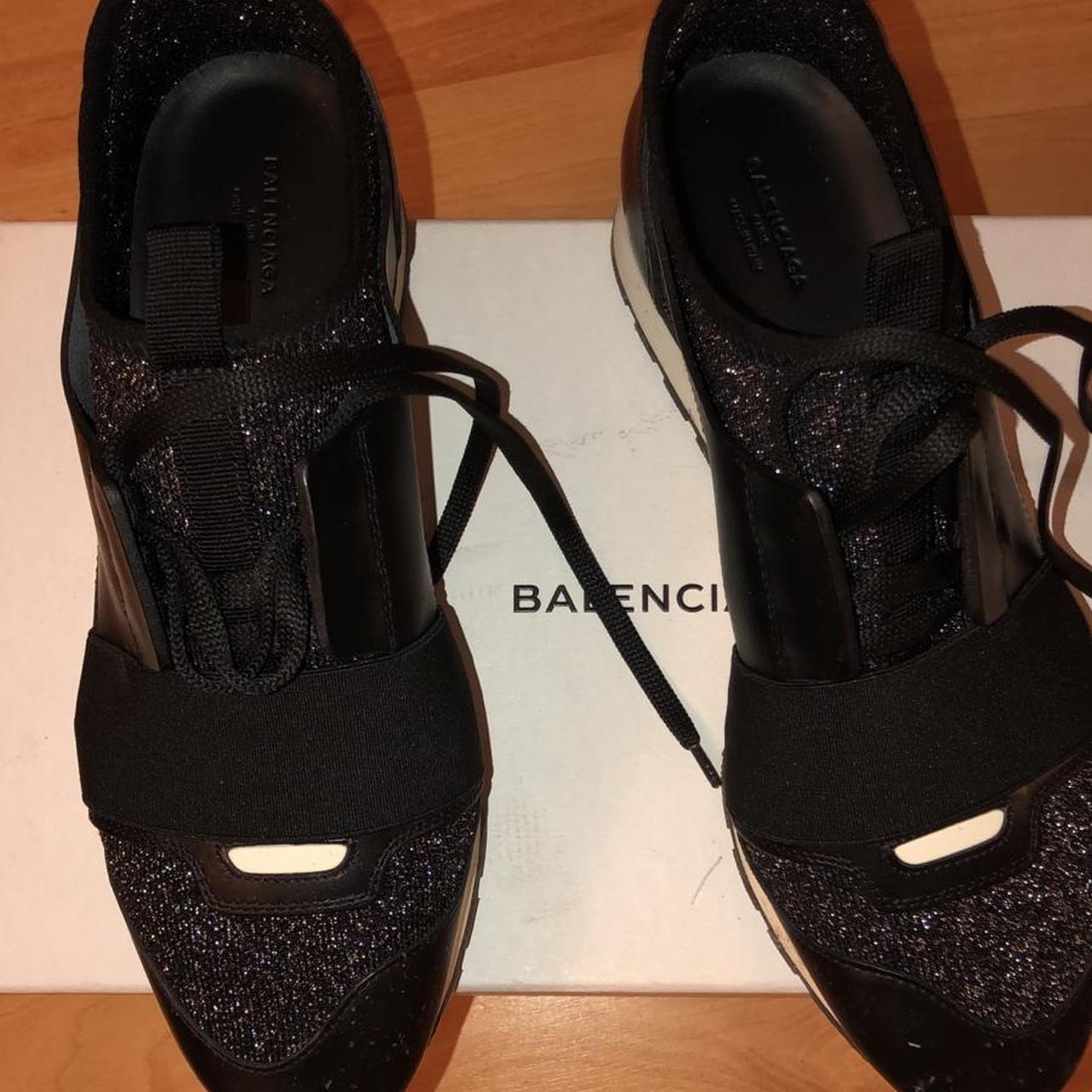 balenciaga black glitter race runner sneakers