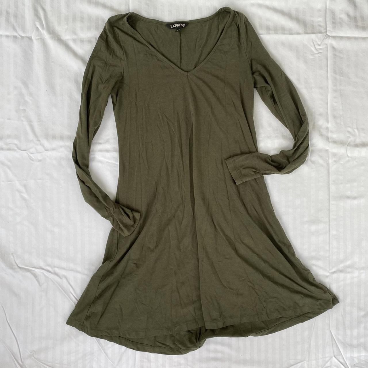 green express dress! long sleeve + v neck detail. a... Depop