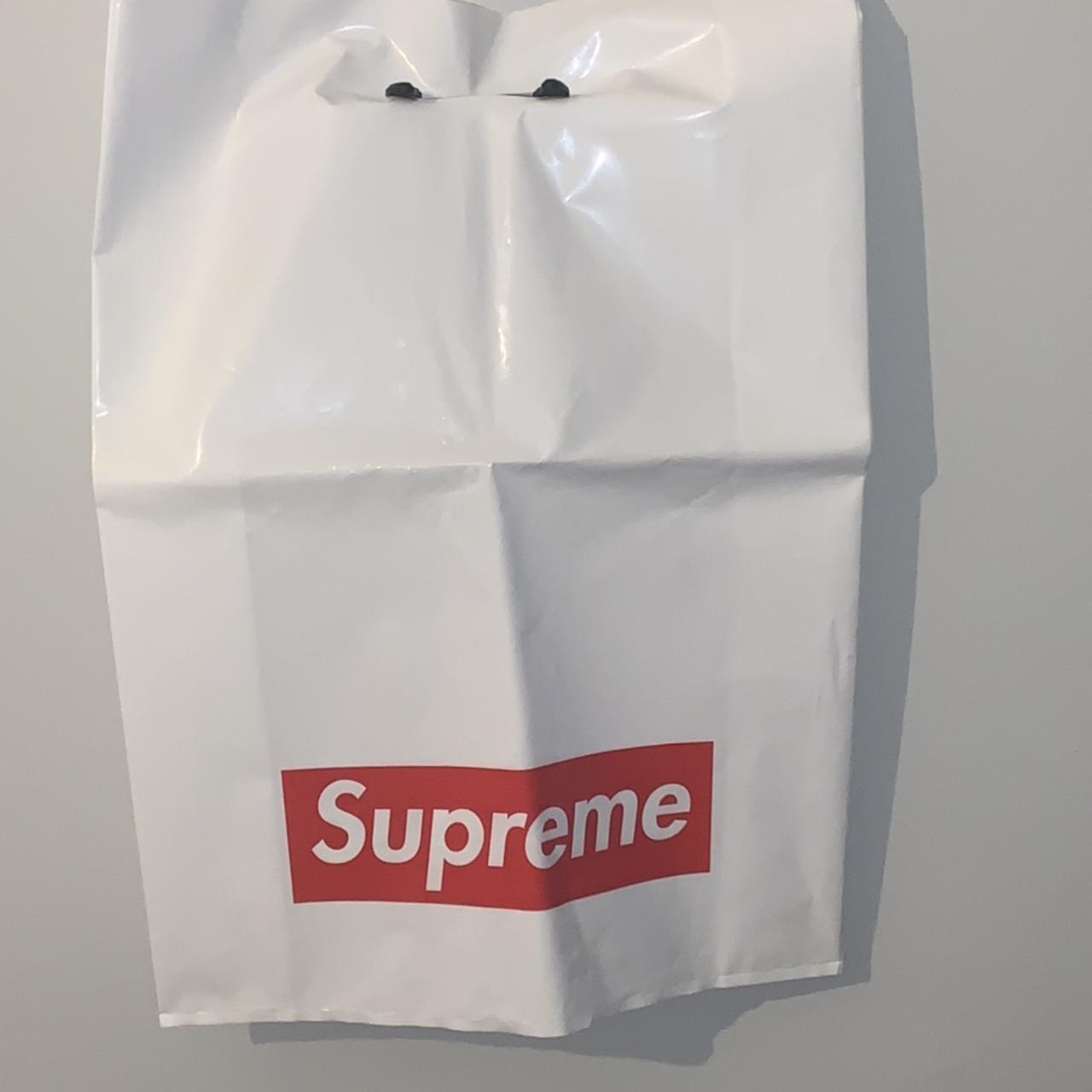 Supreme plastic tote bag and box logo stickers... - Depop