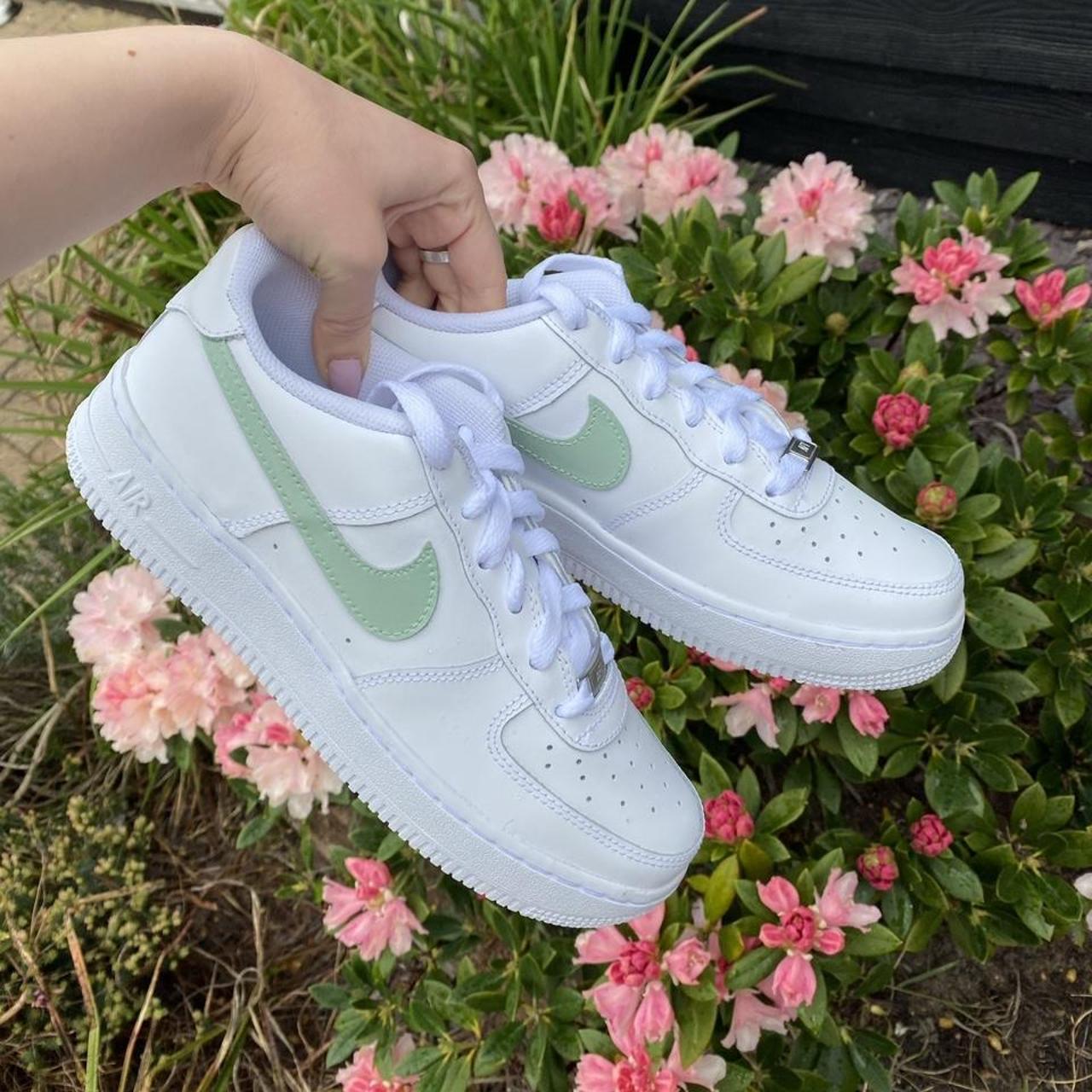 Air force 1 custom “sage” Available in any size and... - Depop