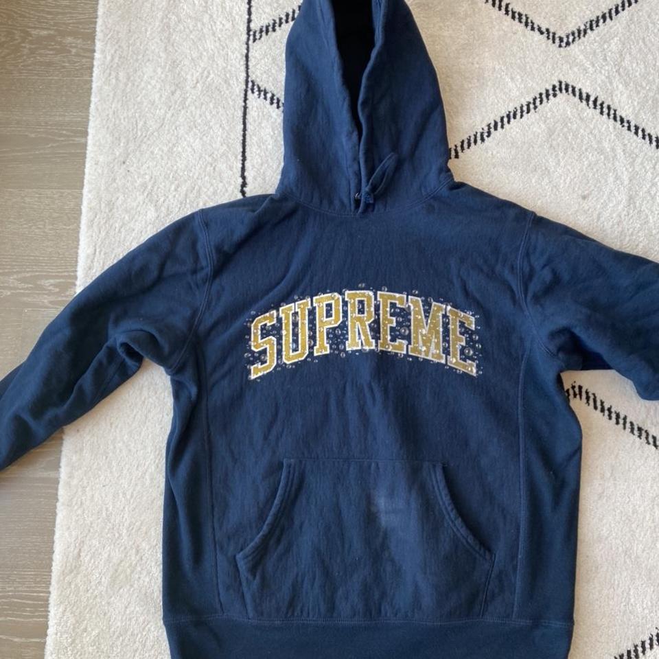 Supreme New York navy hoodie Water arch logo... - Depop