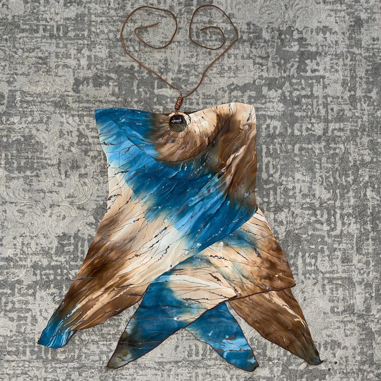 A'GACI Women's Blue and Brown Blouse