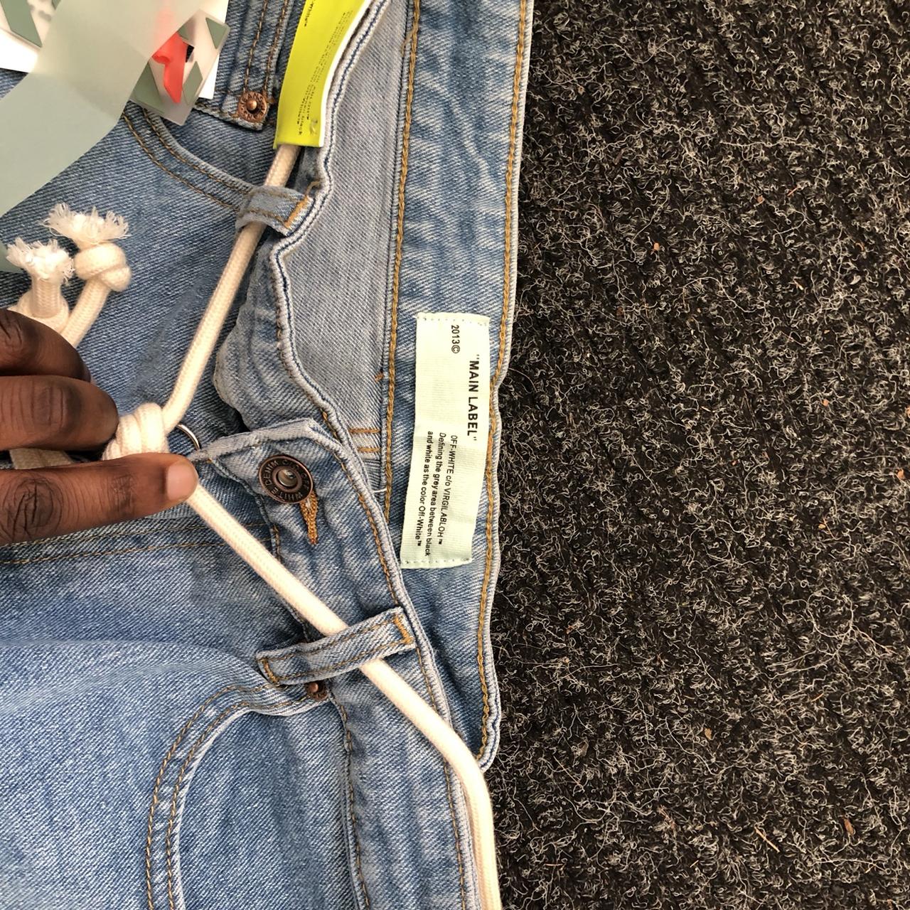 OFF-WHITE EV BRAVADO Crystal Distressed Denim Jeans | Depop