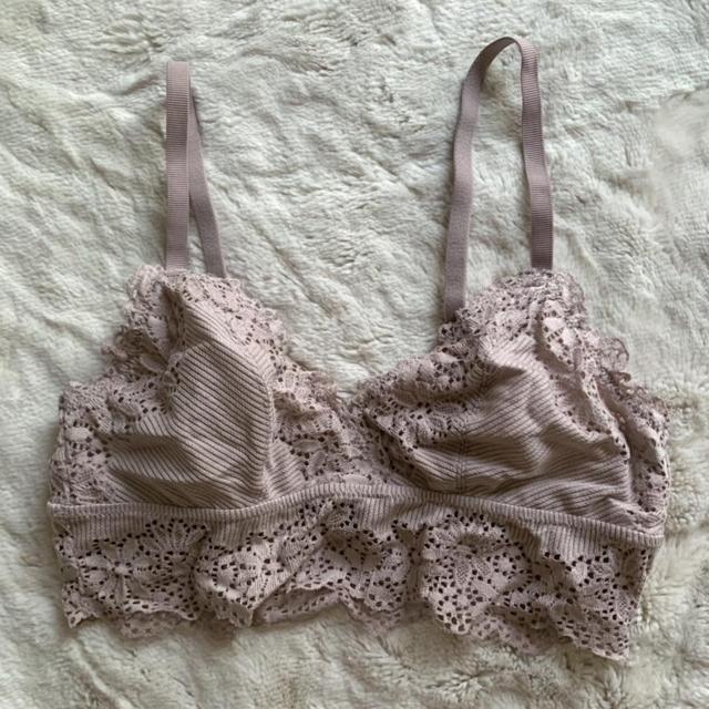 Blush pink Zara lace longline bralette in a size M. - Depop