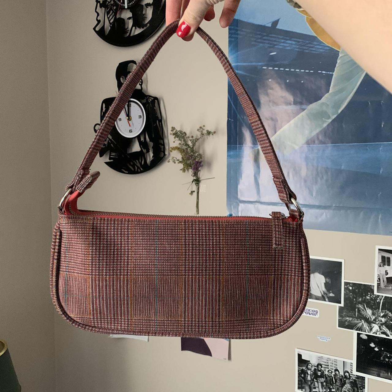 Pink Plaid Baguette Bag