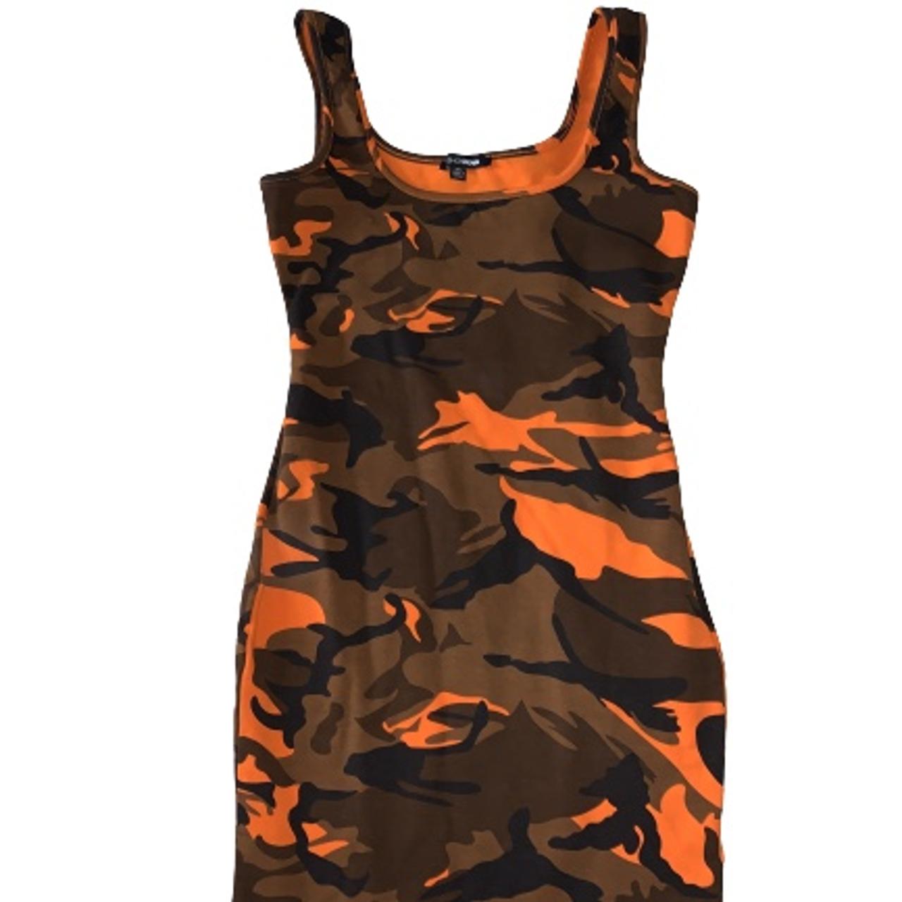 Orange camo bodycon dress best sale