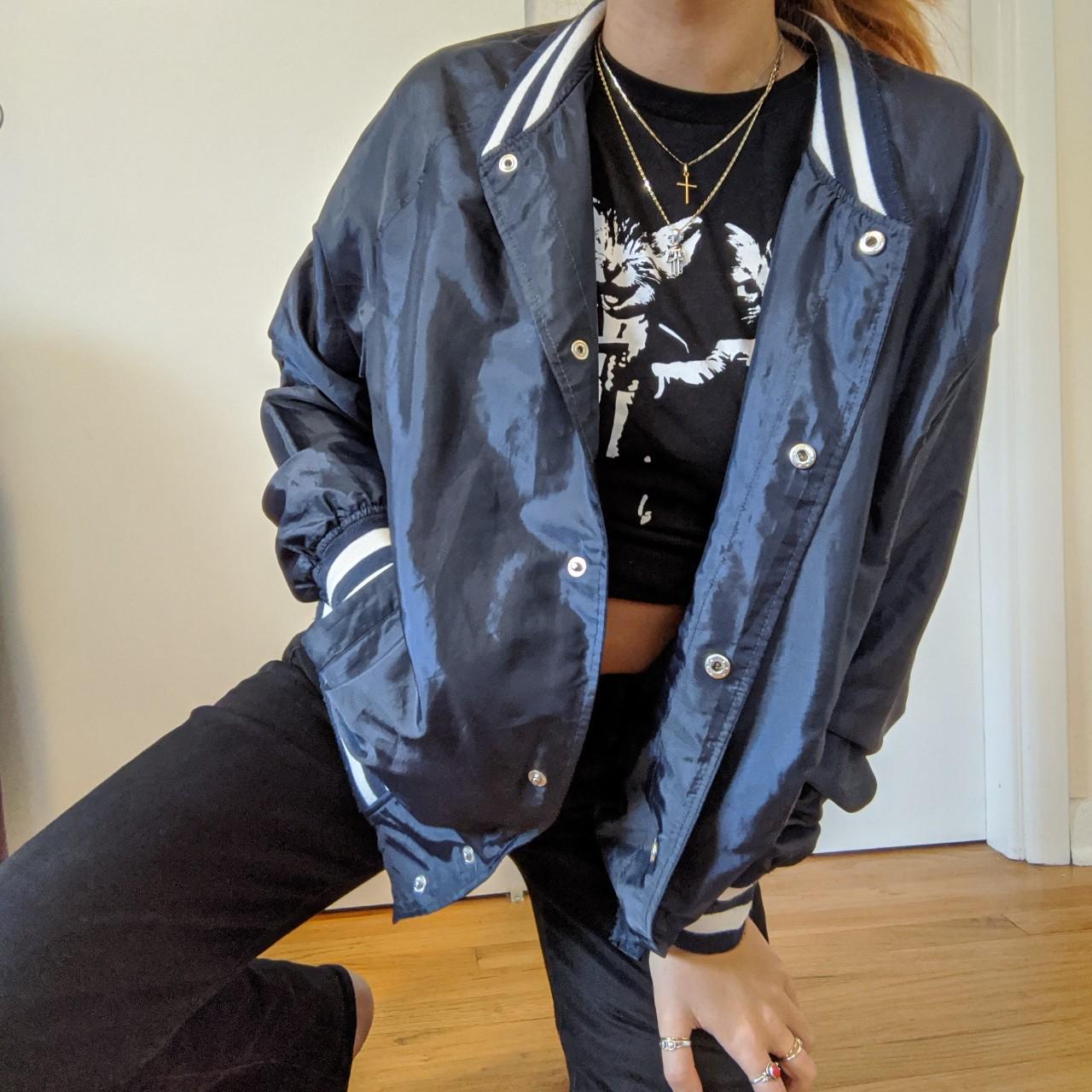 bomber varsity jacket in navy blue 🏈⚽ • one of the... - Depop