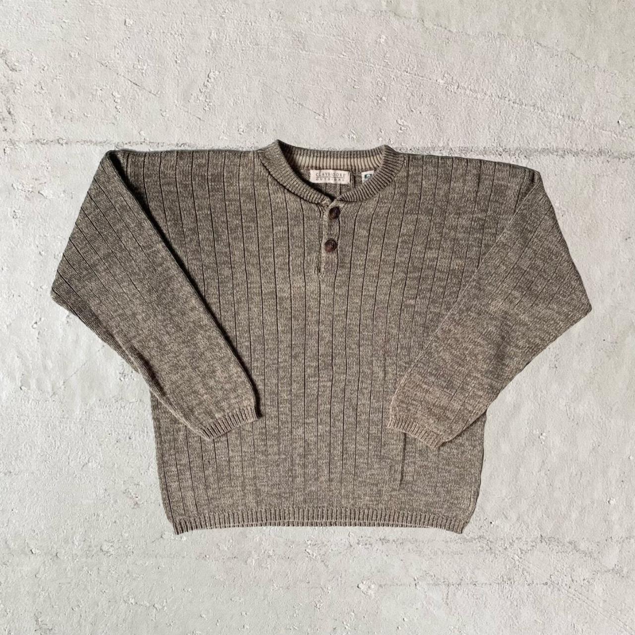 grandpa sweater vintage brown knit sweater good... - Depop