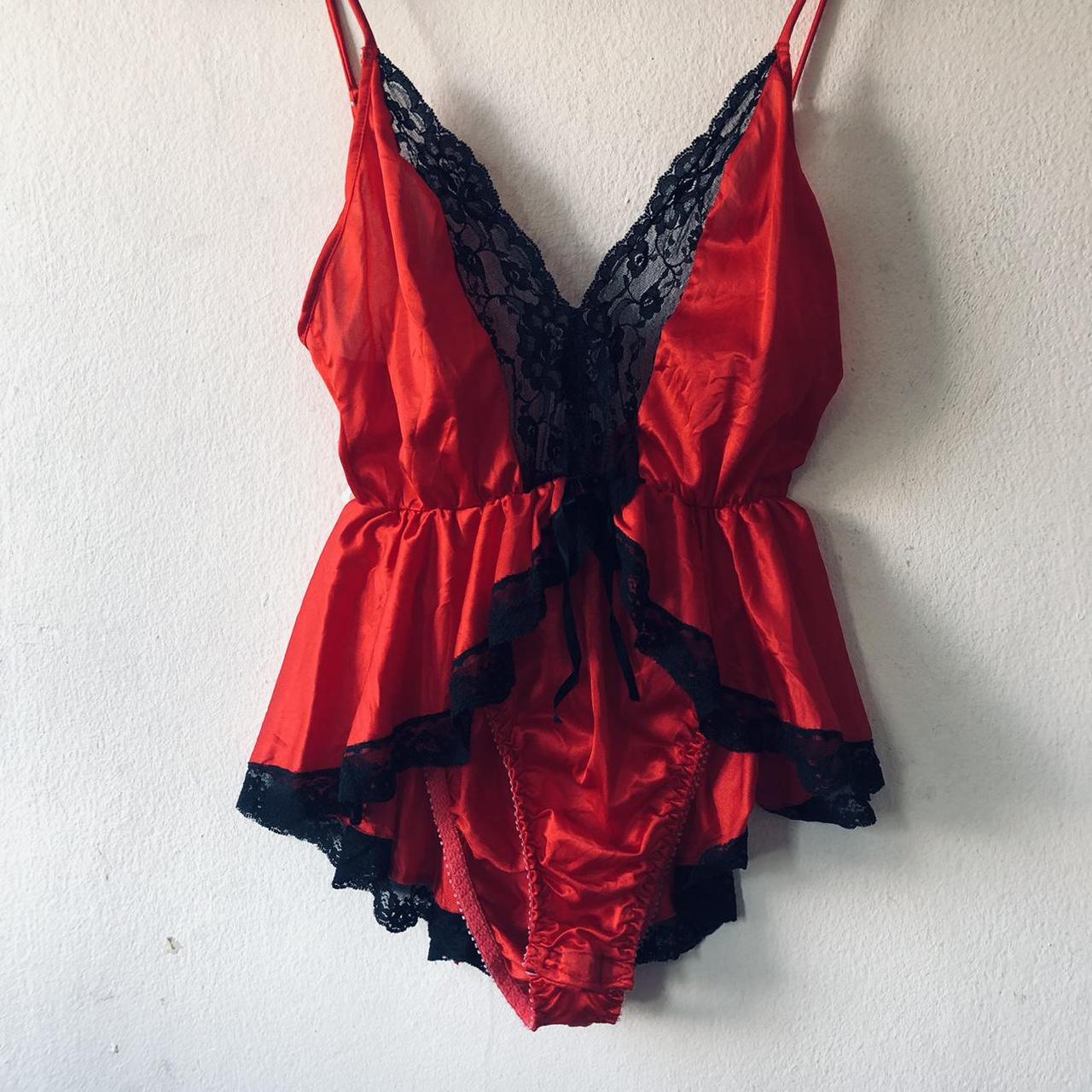 Women's Red and Black Bodysuit | Depop