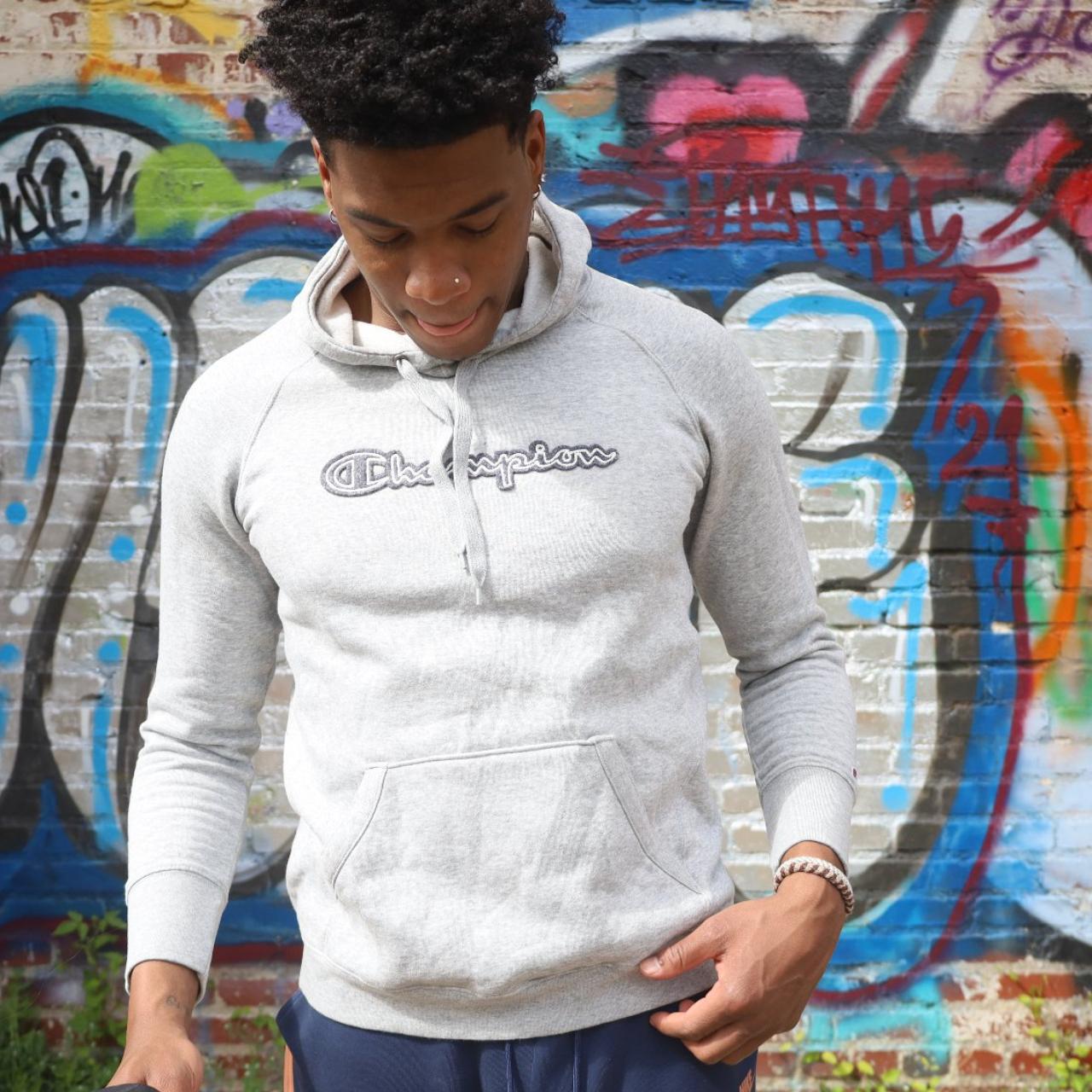 Men's champion cheap grey hoodie