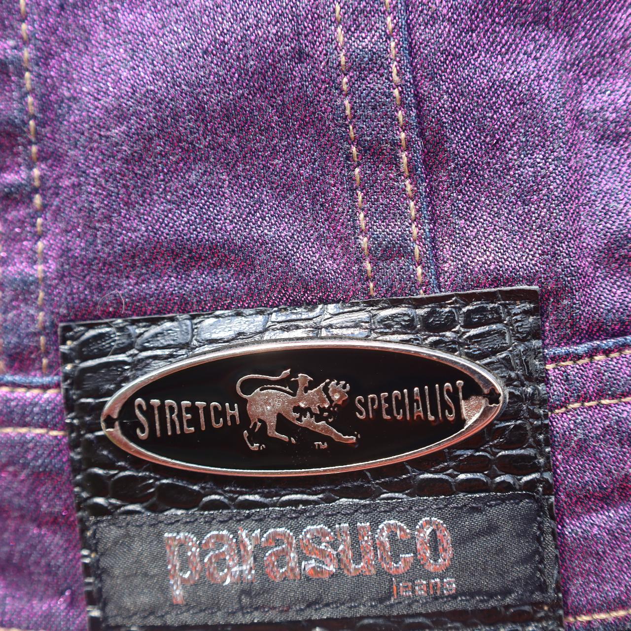 vintage parasuco jean jacket purple shiny Model - Depop