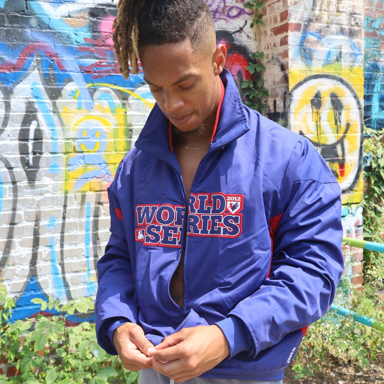 vintage mlb world series jacket blue / red baseball | Depop