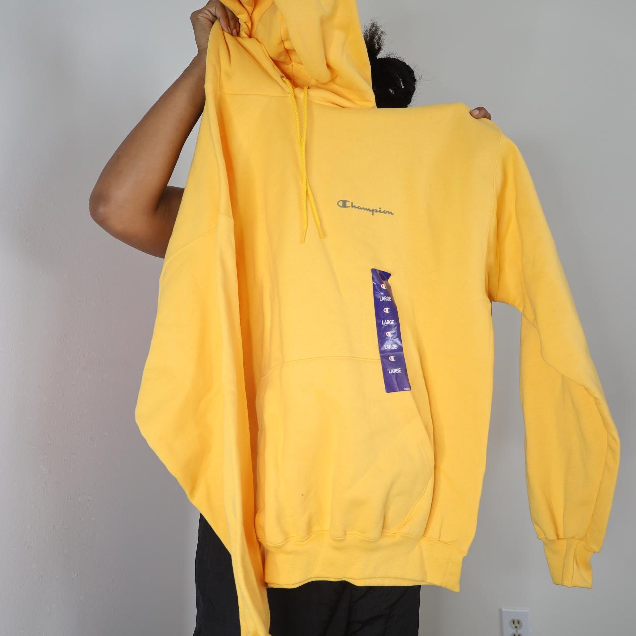nwt yellow champion hoodie large #vintage #yellow... - Depop