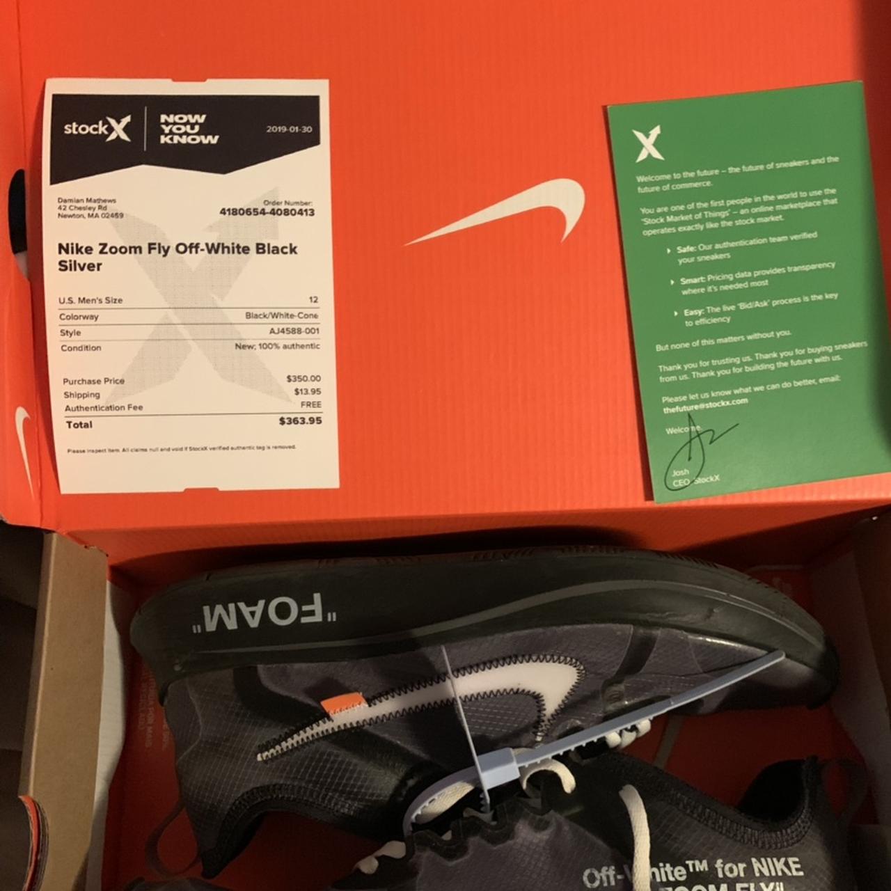 Nike zoom fly outlet off white black stockx