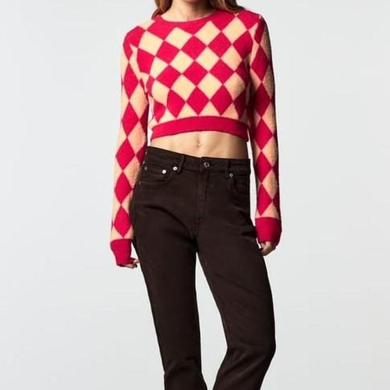 Zara Women's Pink and Tan Jumper Depop