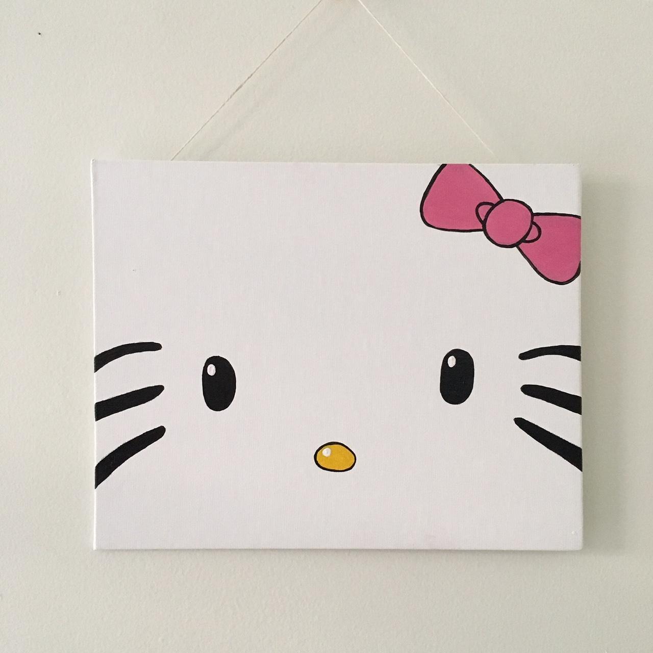 Hello Kitty Painting on Canvas with Acrylic Paint