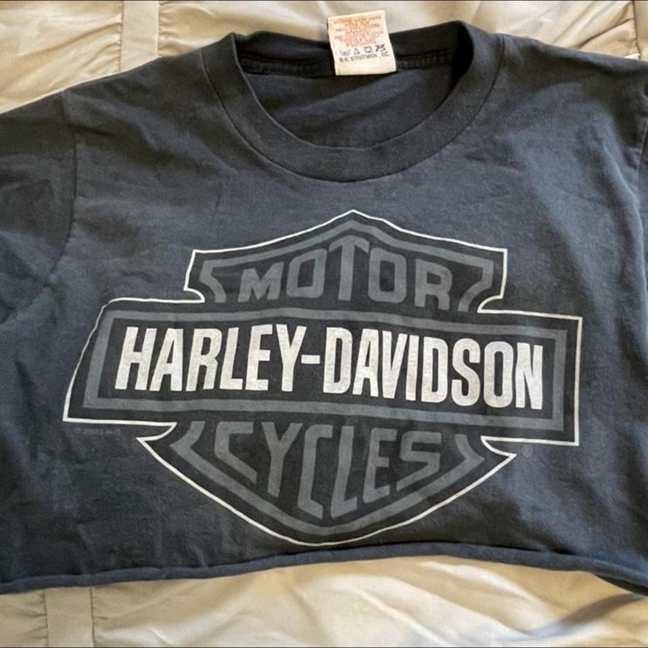 【SATIIIZ】Keyens Harley Dyeing Crop T-Shirt Harley Davidson Cropped Long Sleeve – Death Trip Vintage