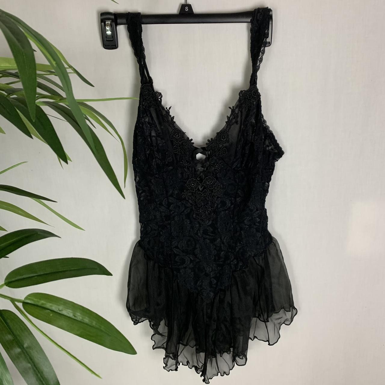 ⭐️VINTAGE MINI DRESS⭐️ Vintage black goth floral laced... - Depop