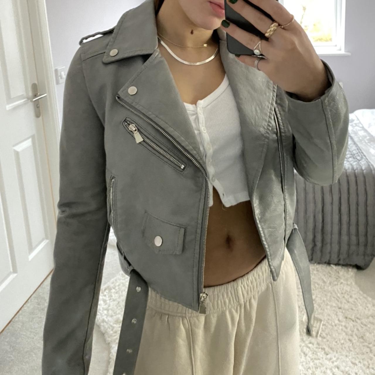 Grey faux leather jacket Bought from a boutique for... Depop