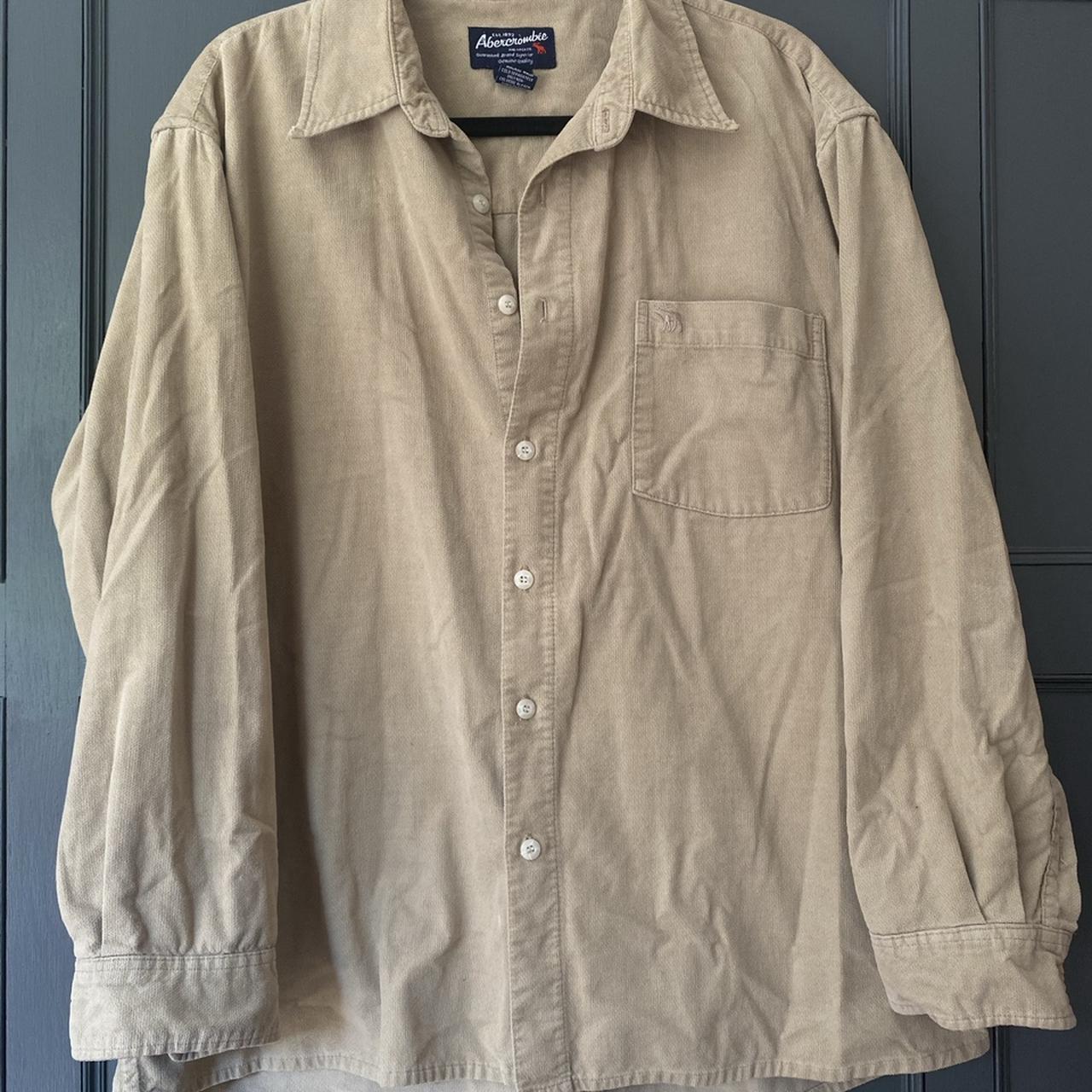 Vintage Oversized Beige/Tan Abercrombie Shirt Very... - Depop