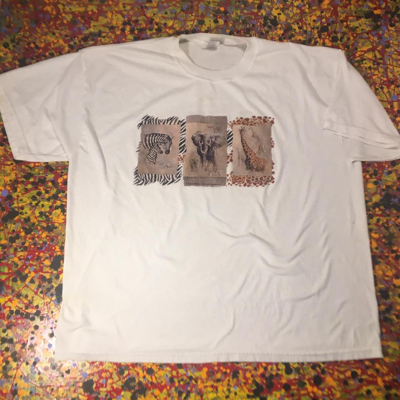 Vintage 90s African animal shirt with graphics of an... Depop