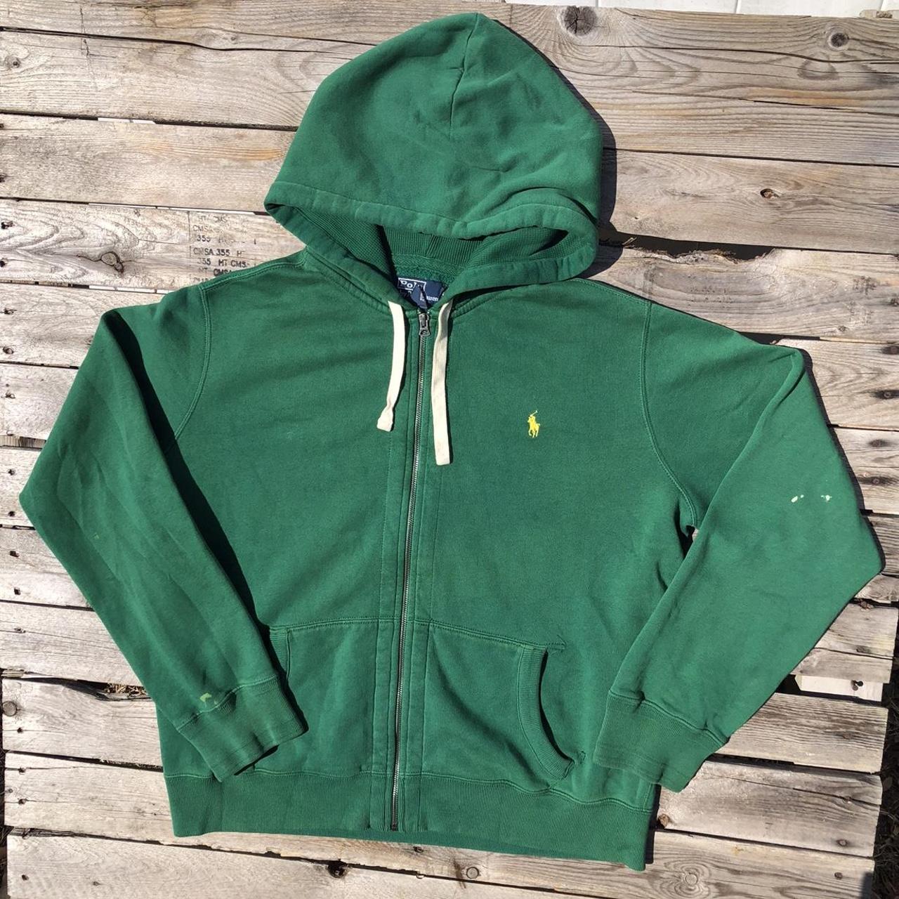 Vintage Y2K Green Polo Ralph Lauren Full zip hoodie... - Depop