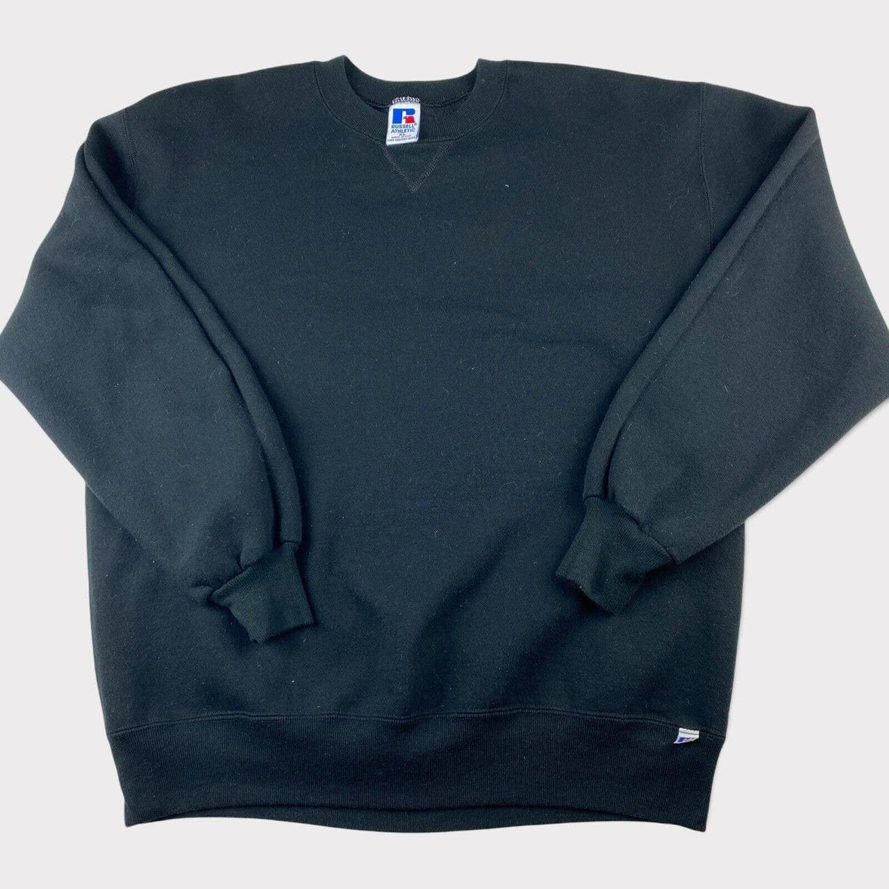 Vintage Russell Athletic Black Sweatshirt Made in... - Depop