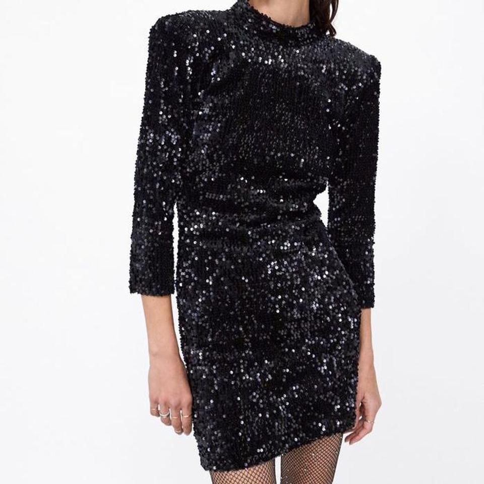 zara sequin backless dress