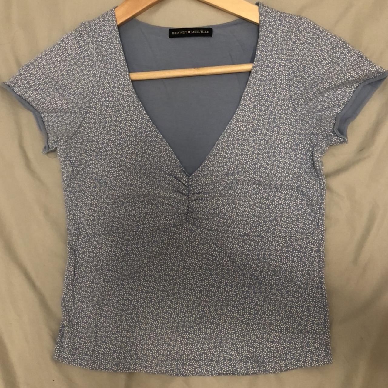 brandy melville blue floral gina top worn once no flaws Depop