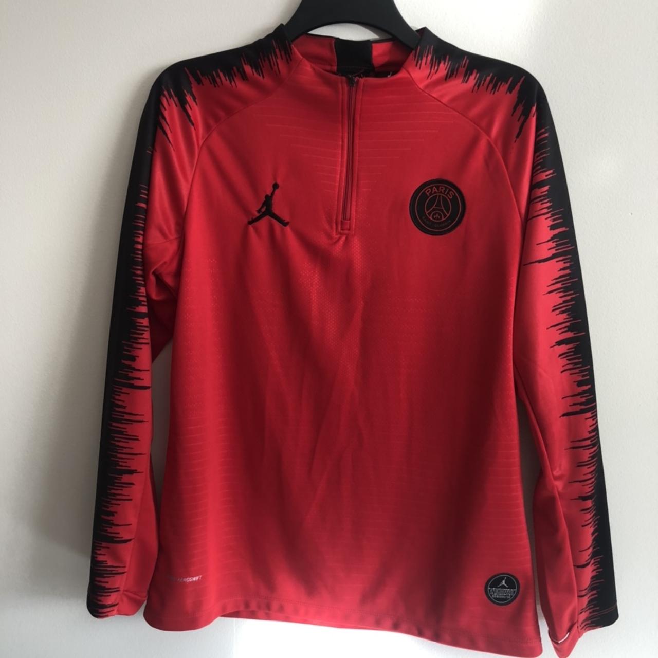 PSG x Jordan Red Black zip tracksuit top Size | Depop