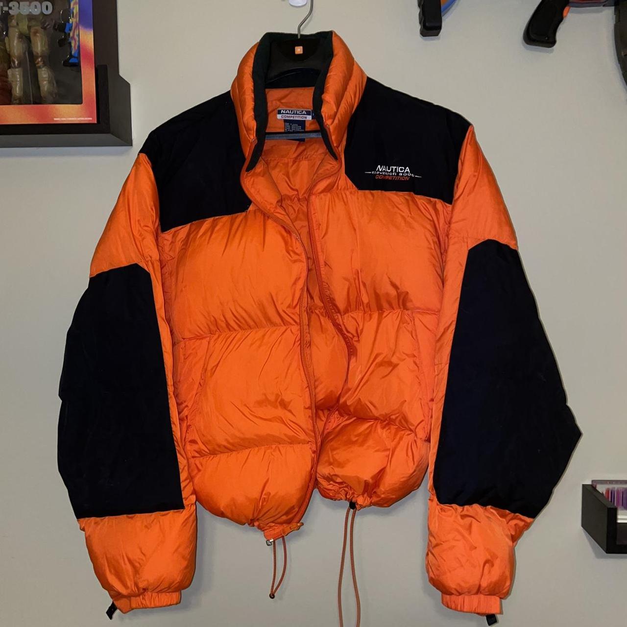 nautica competition orange puffer jacket