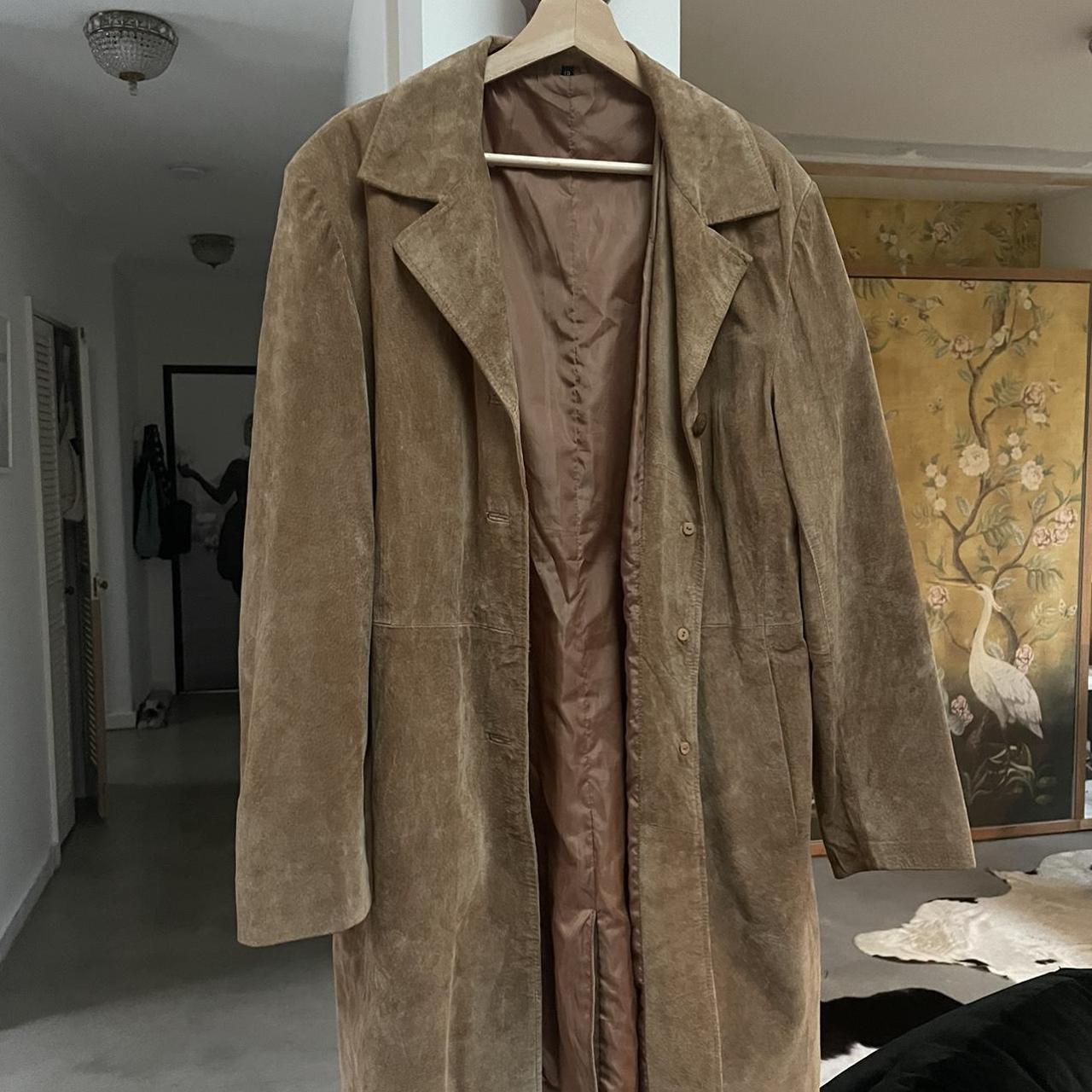 Camel suede vintage trench coat. Gorgeous on!! Just - Depop