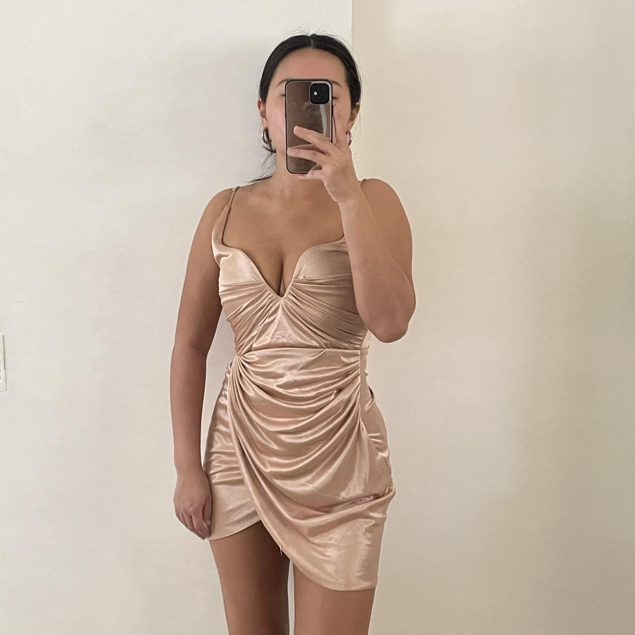 champagne pink satin dress