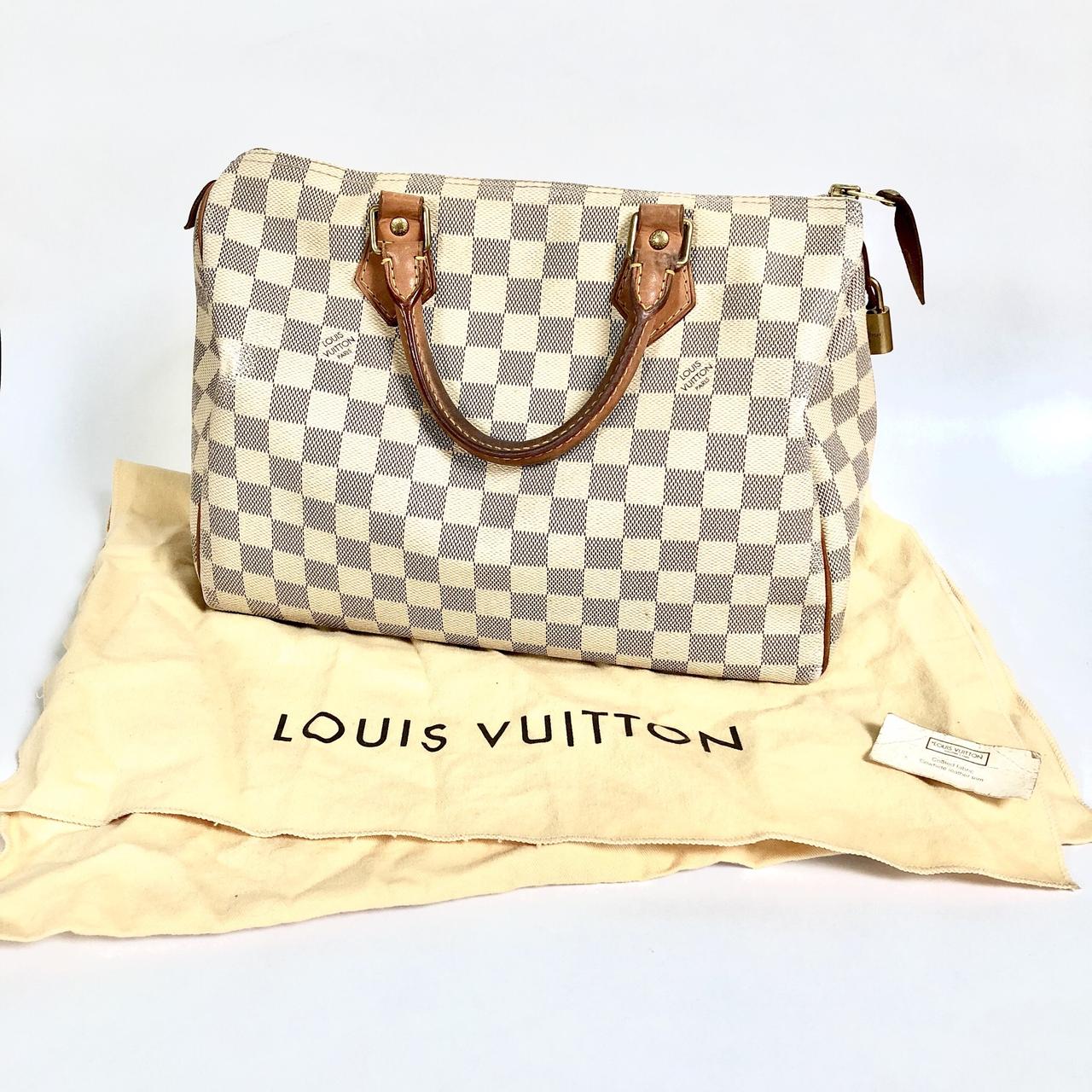 Used once Louis Vuitton Speedy Damier Azur Leather - Depop