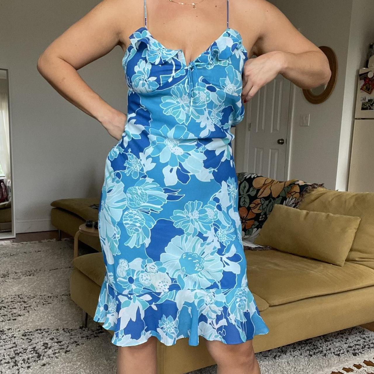 Express blue floral clearance dress