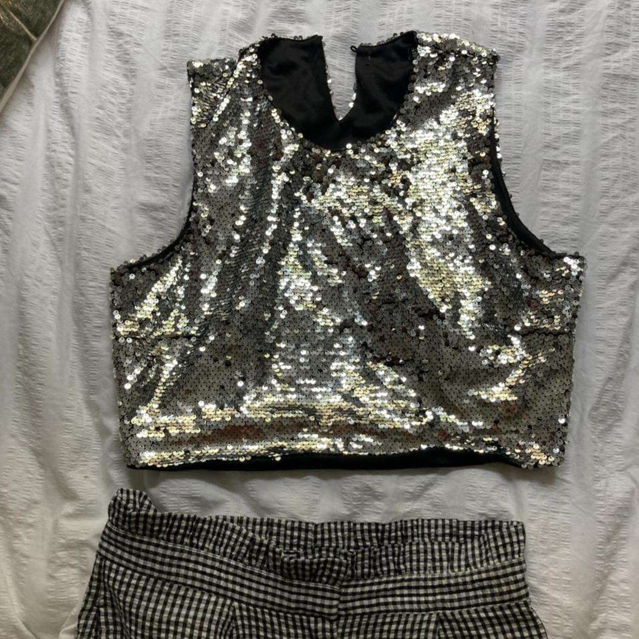 silver sequin vest top