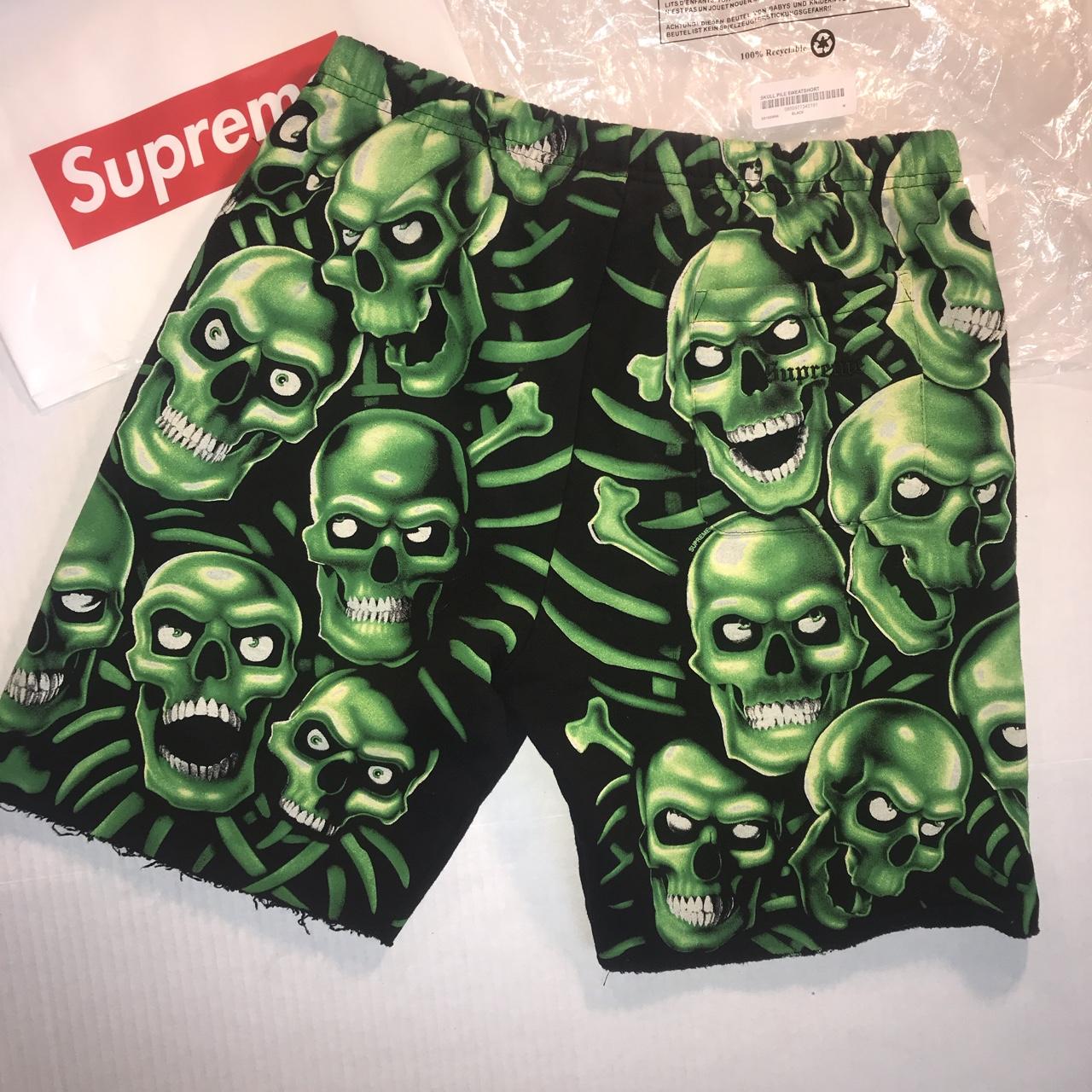 SUPREME Skull Pile Sweatshorts GLOW IN THE DARK... - Depop