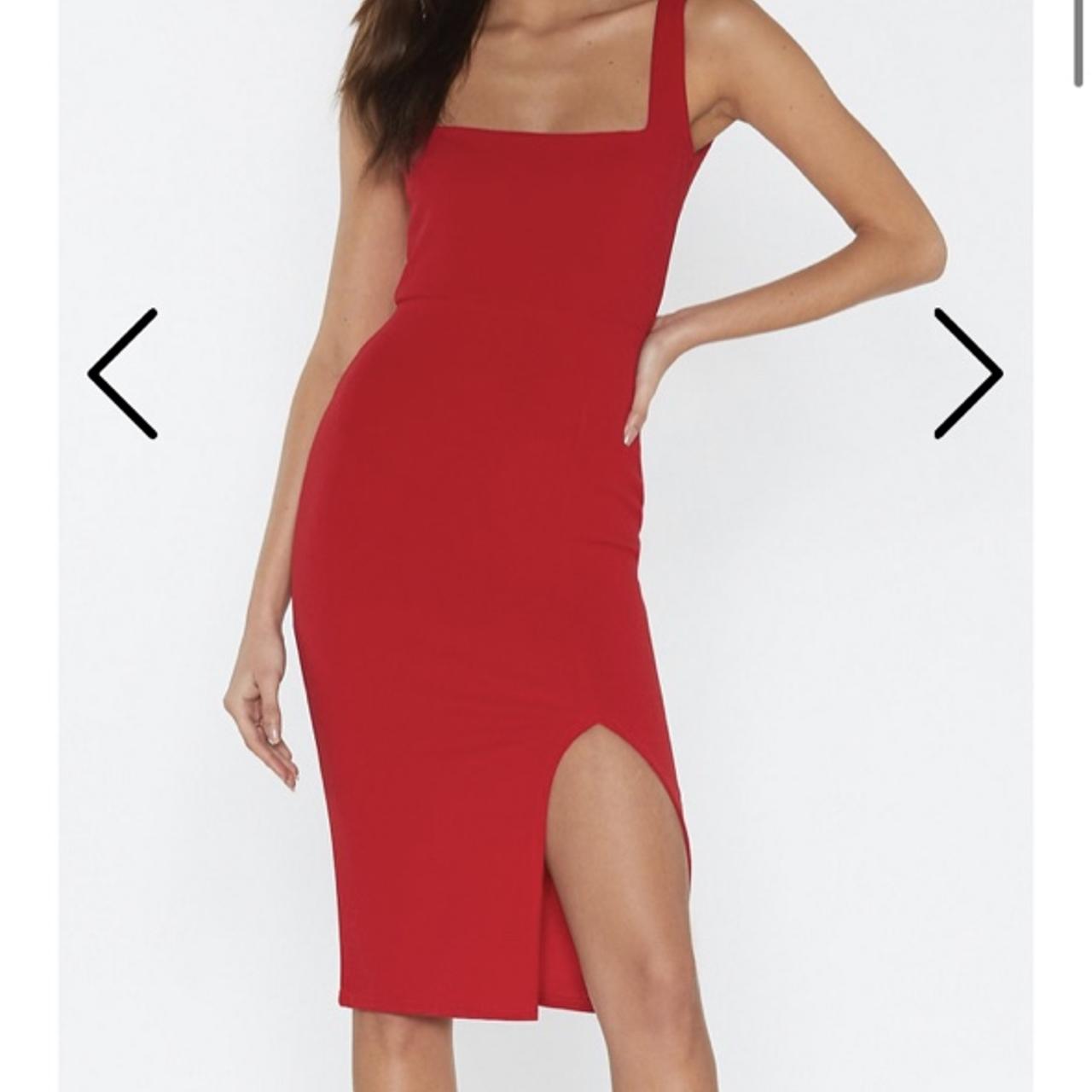 Square neck red sale midi dress