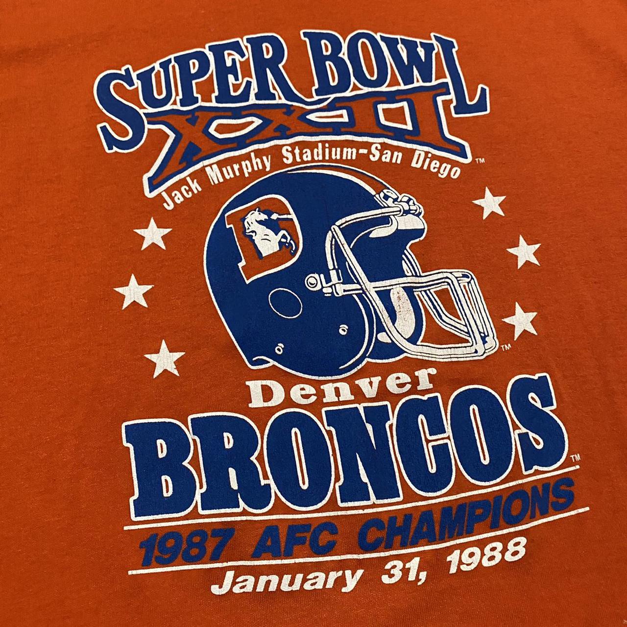 Vintage NFL Denver Broncos AFC Champs Tee Shirt 1987 Large Made USA