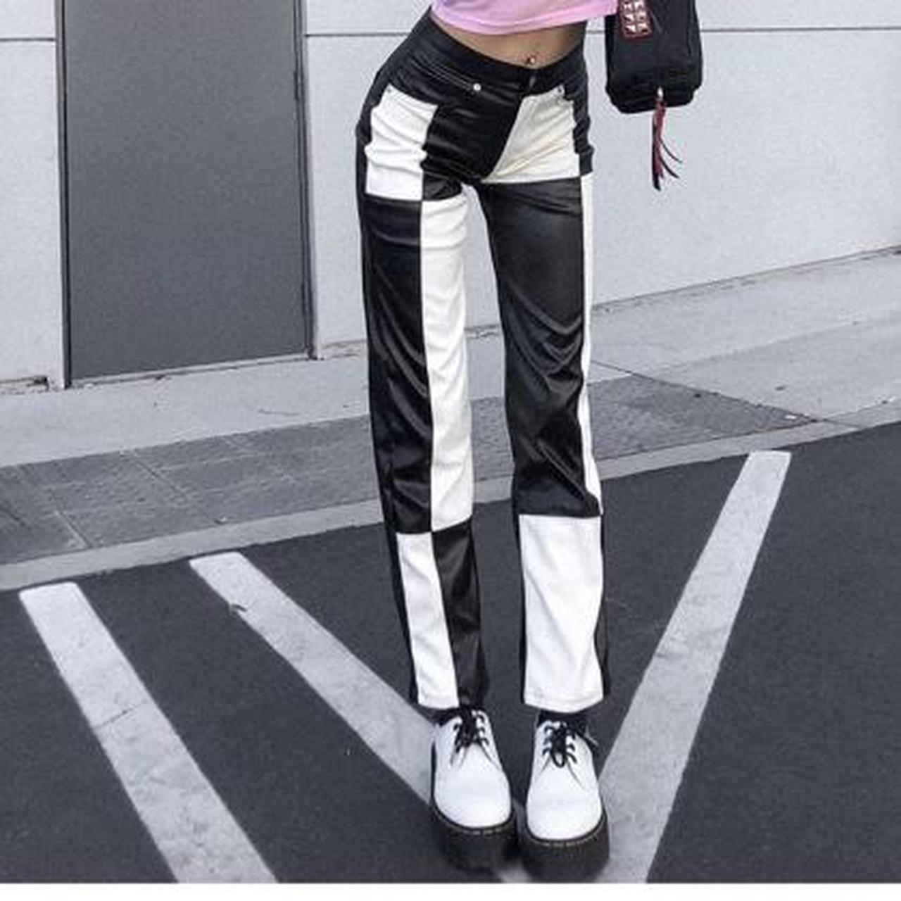 revice black and white jeans