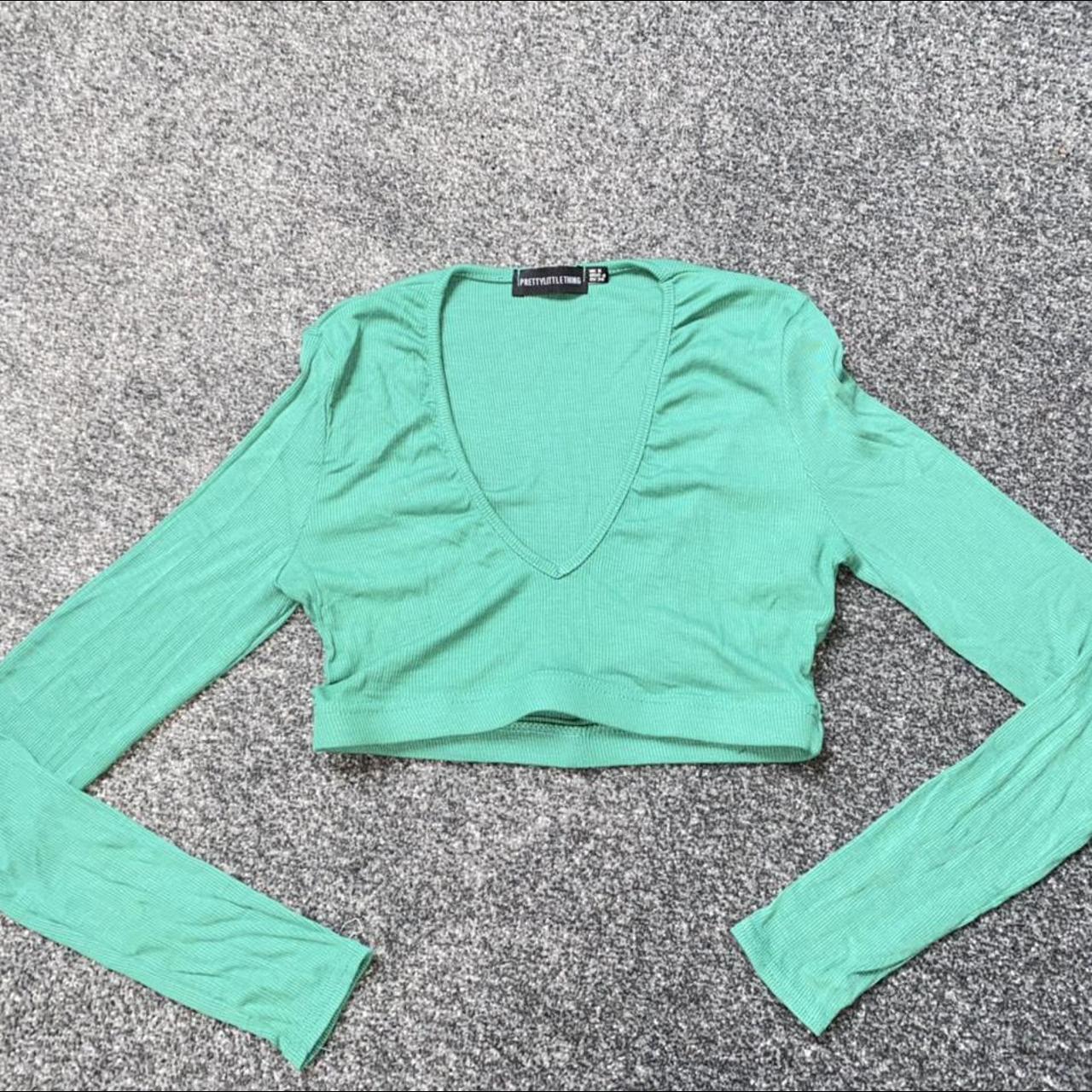 Pretty Little Thing V neck long sleeve crop... Depop