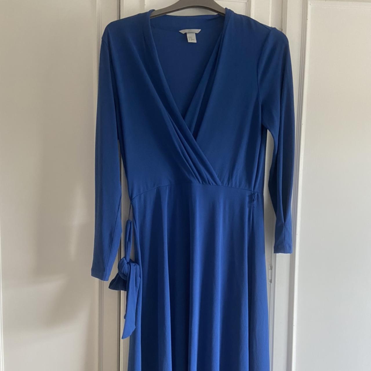 H&M Royal Blue wrap dress - M but would fit 12/14 - Depop