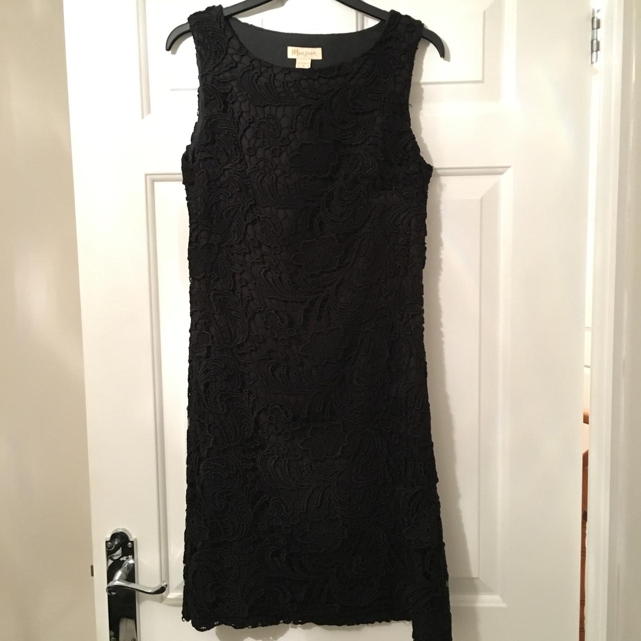 Monsoon black lace embroidered sixties shift dress... - Depop